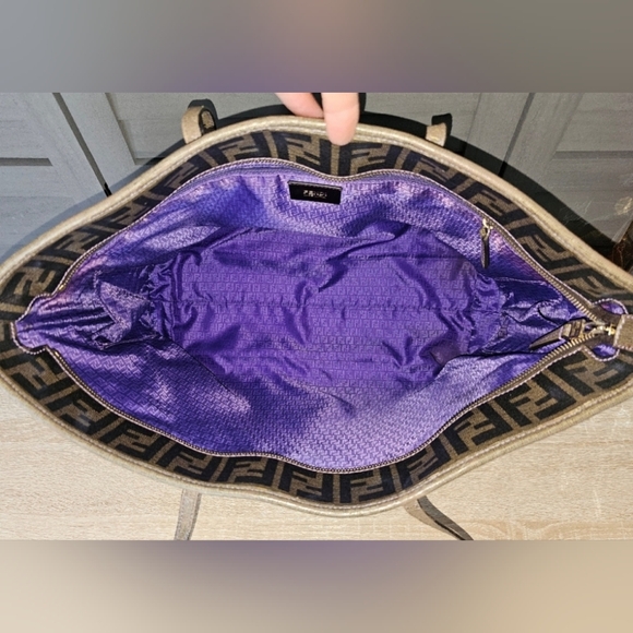 Authentic FENDI Zucca Spalmati Canvas Large Tote Shoulder Bag Purple 💜 - Picture 10 of 12